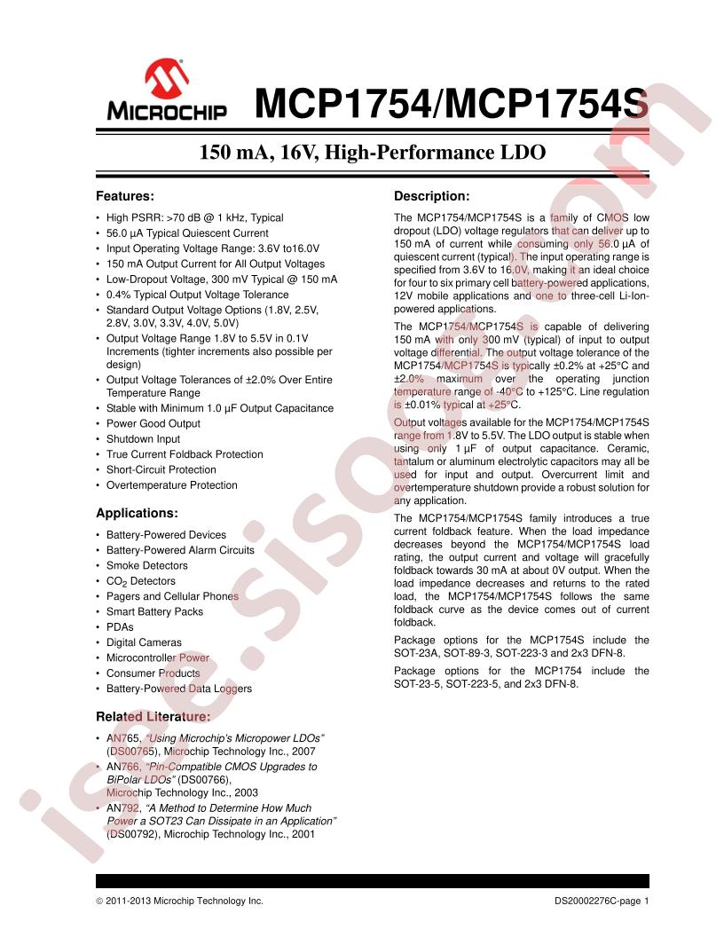 MCP1754/S Datasheet