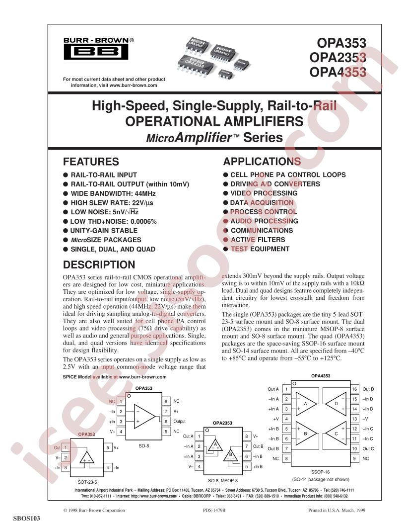 OPA353, 2353, 4353 Datasheet