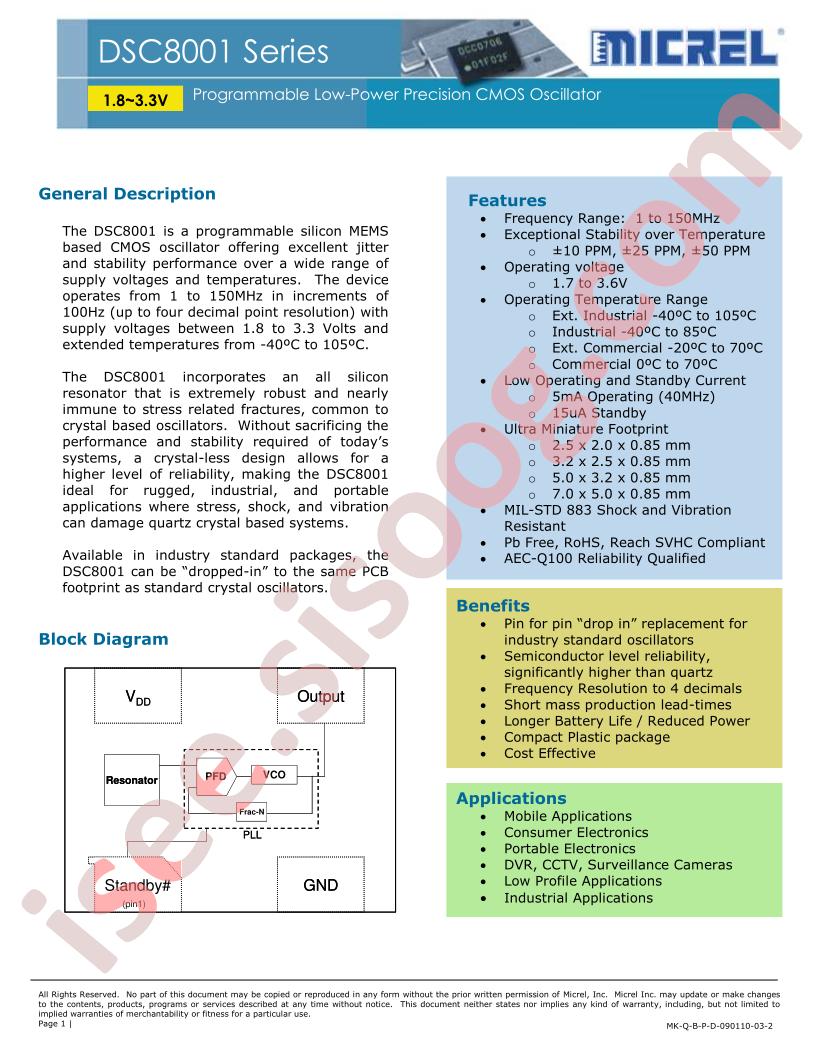 DSC8001 Series Datasheet