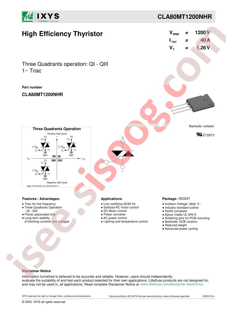 CLA80MT1200NHR Datasheet