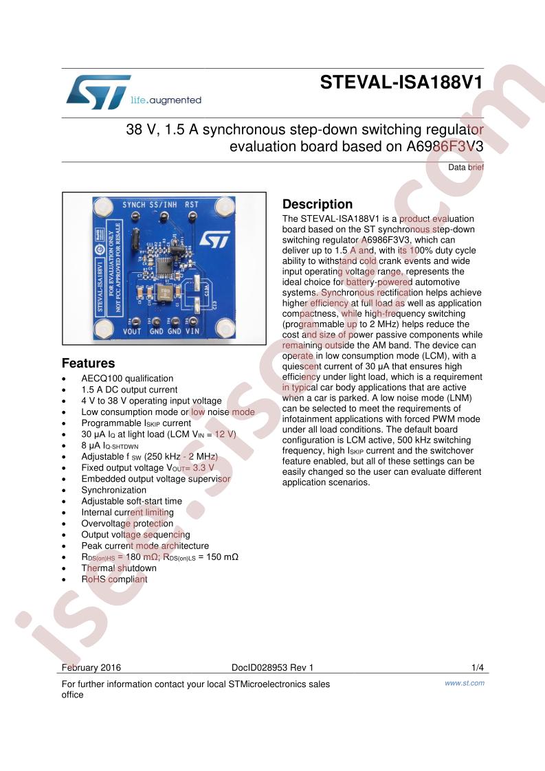 STEVAL-ISA188V1 Data Brief
