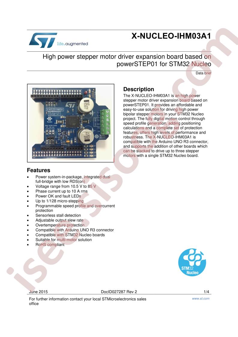 X-NUCLEO-IHM03A1 Data Brief