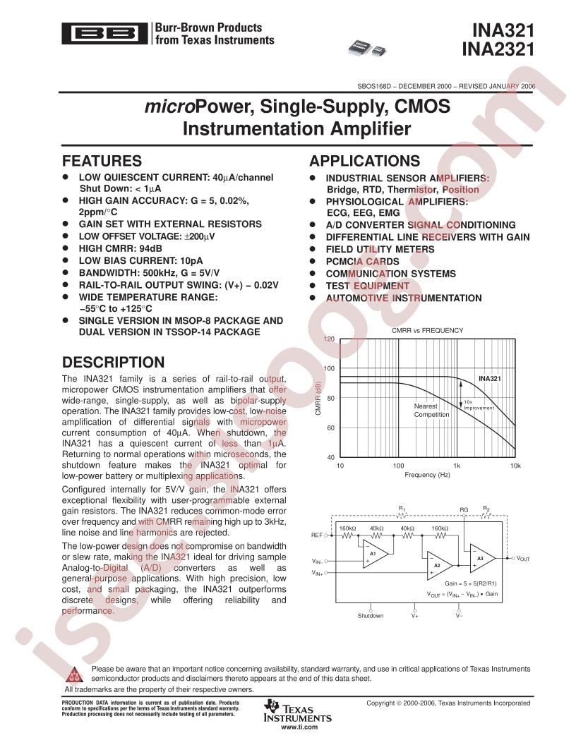 INA321, INA2321 Datasheet