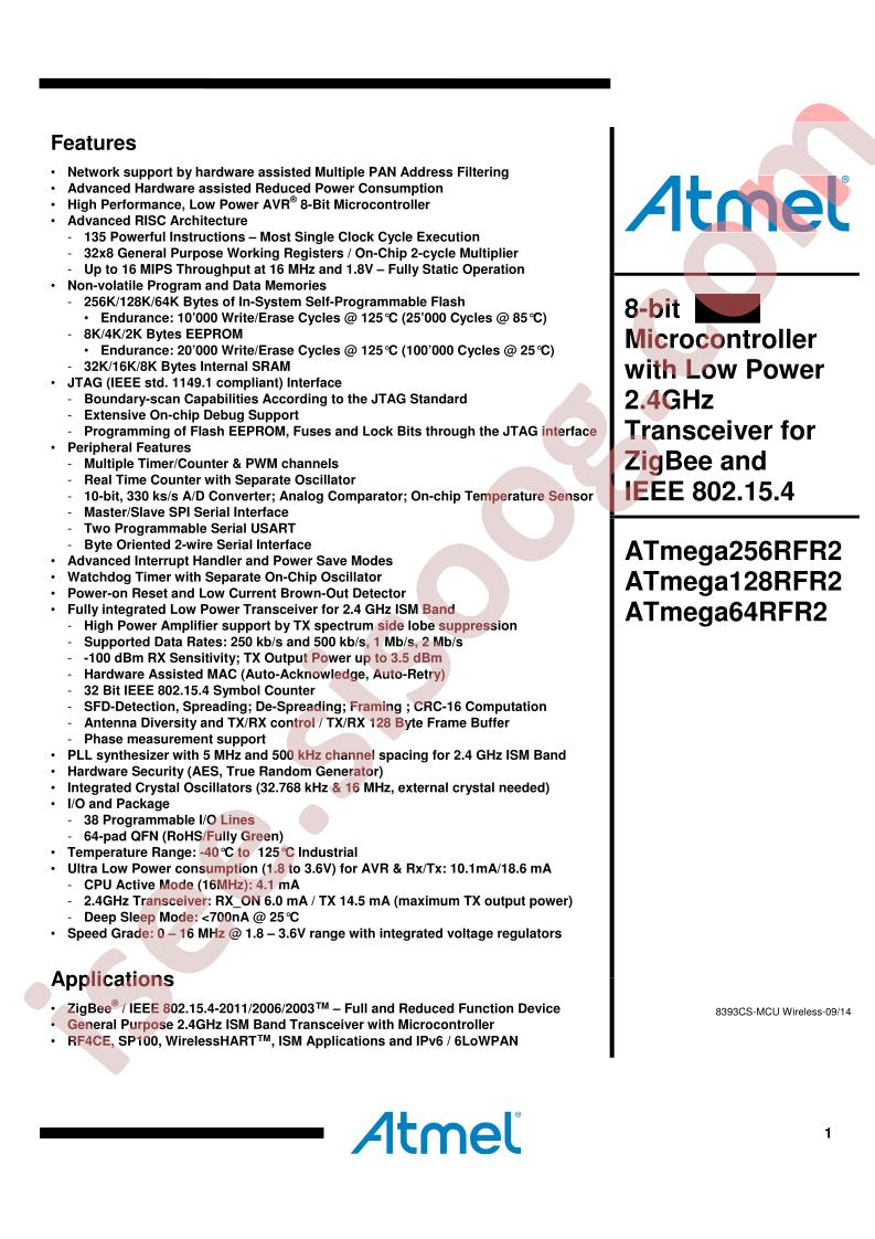 ATmega256/128/64RFR2 Summary