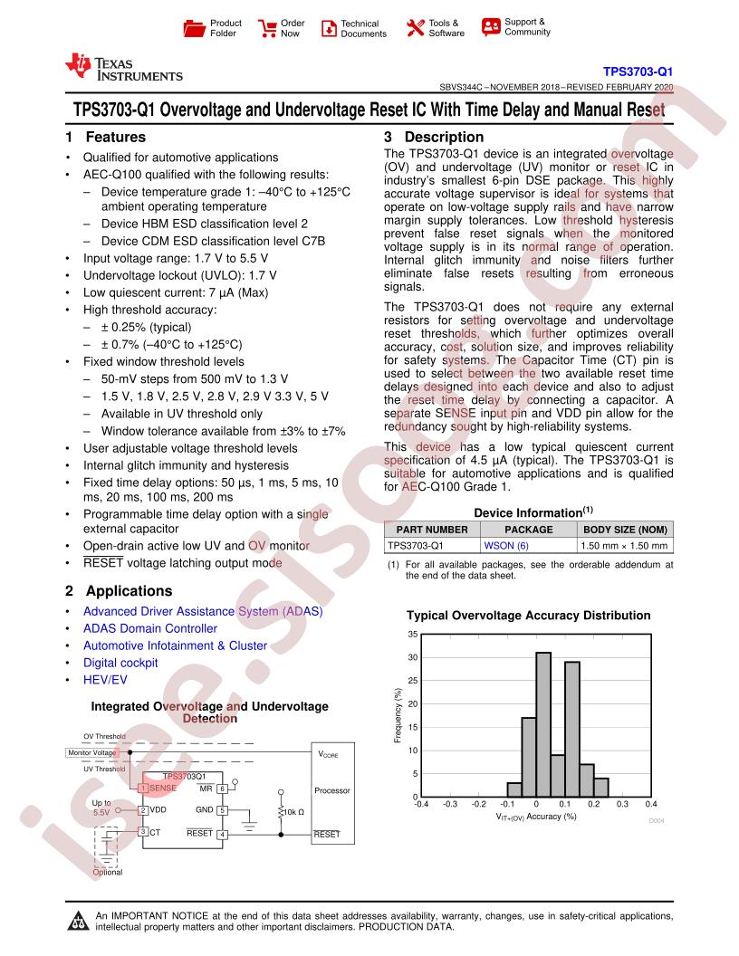 TPS3703-Q1 Datasheet