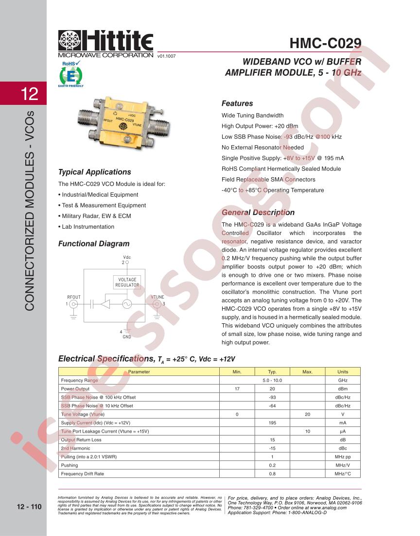 HMC-C029 Datasheet