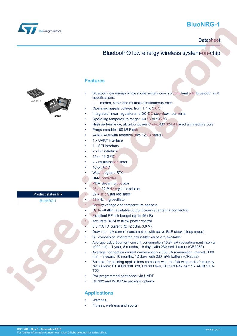 BlueNRG-1 Datasheet