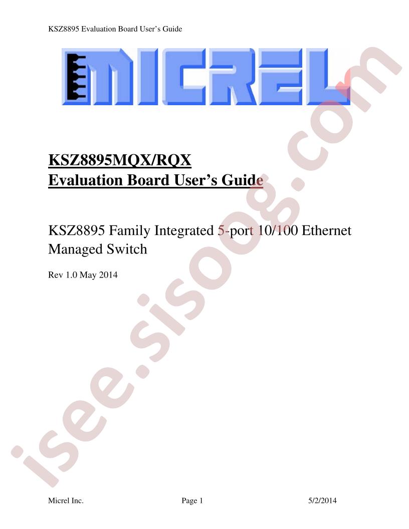 KSZ8895MQX/RQX EVB Guide