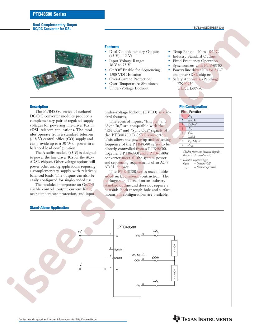 PTB48580 Series
