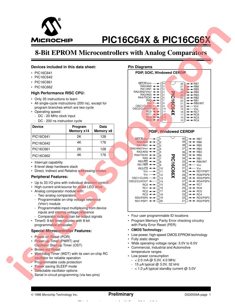 PIC16C64x,  PIC16C66x