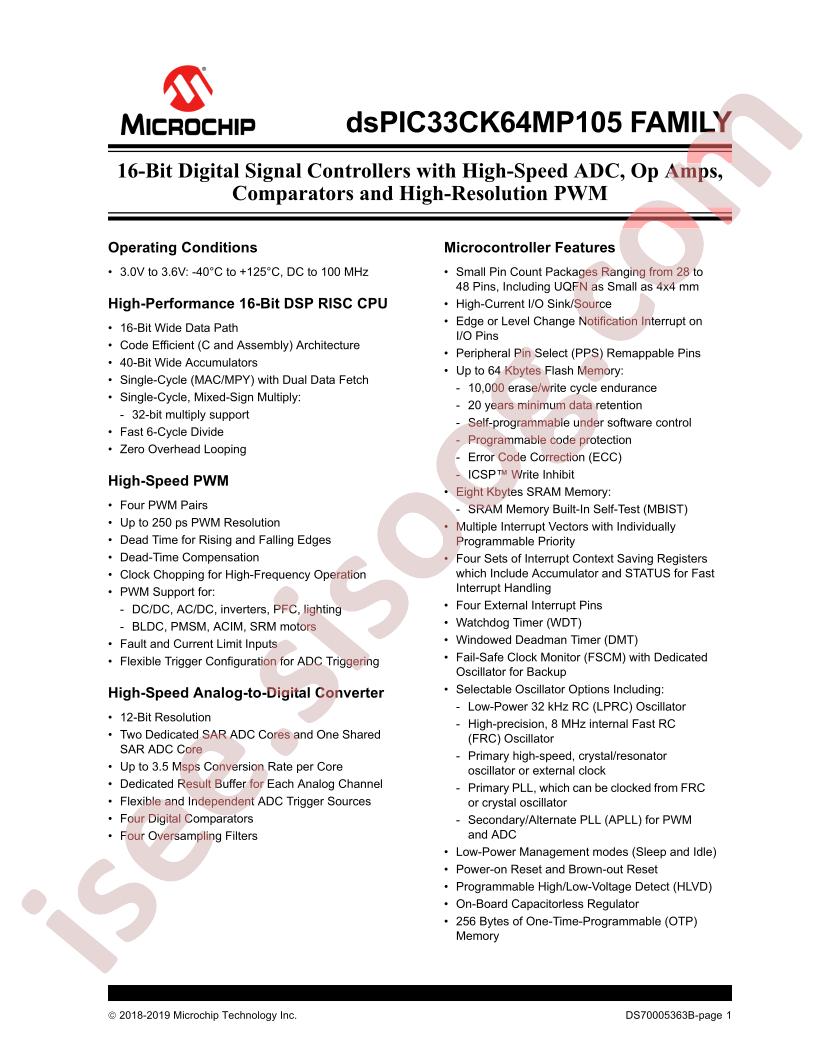 dsPIC33CK64MP105 Family Datasheet