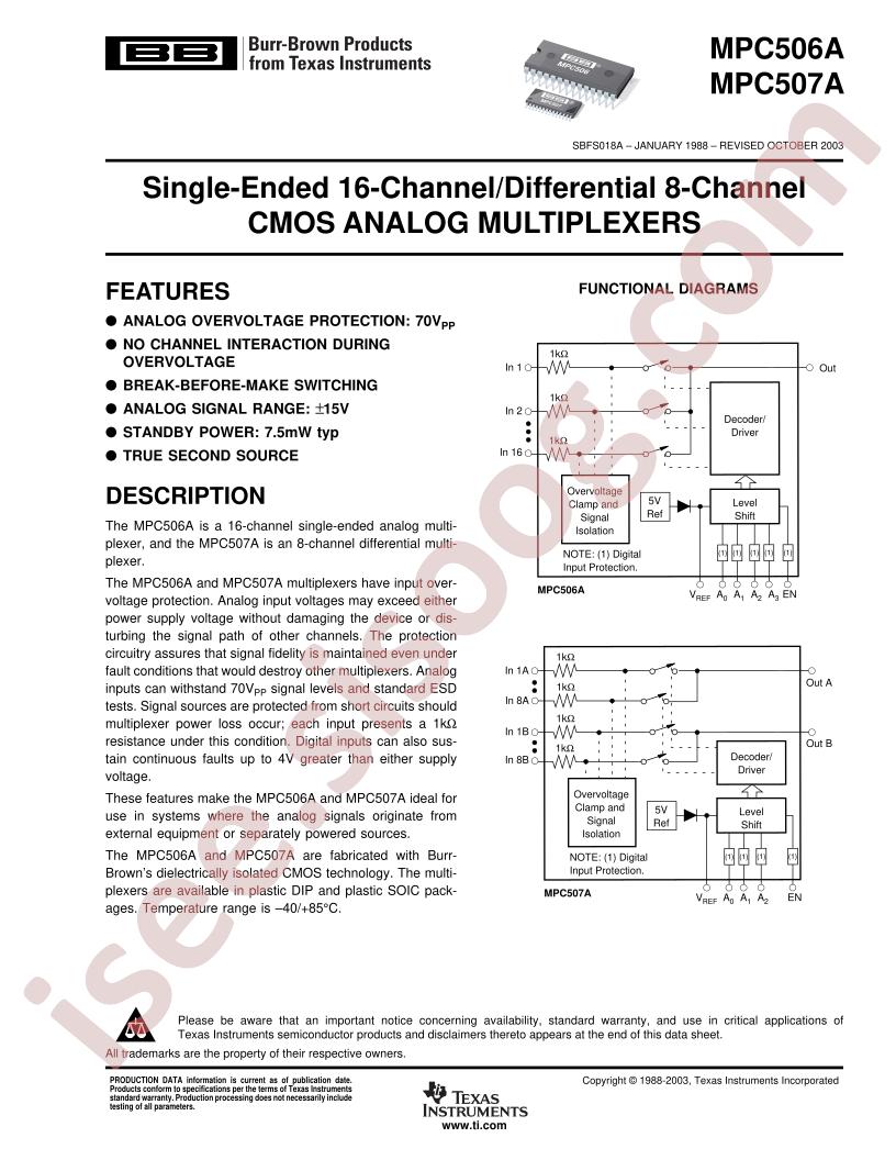 MPC506A, 507A Datasheet