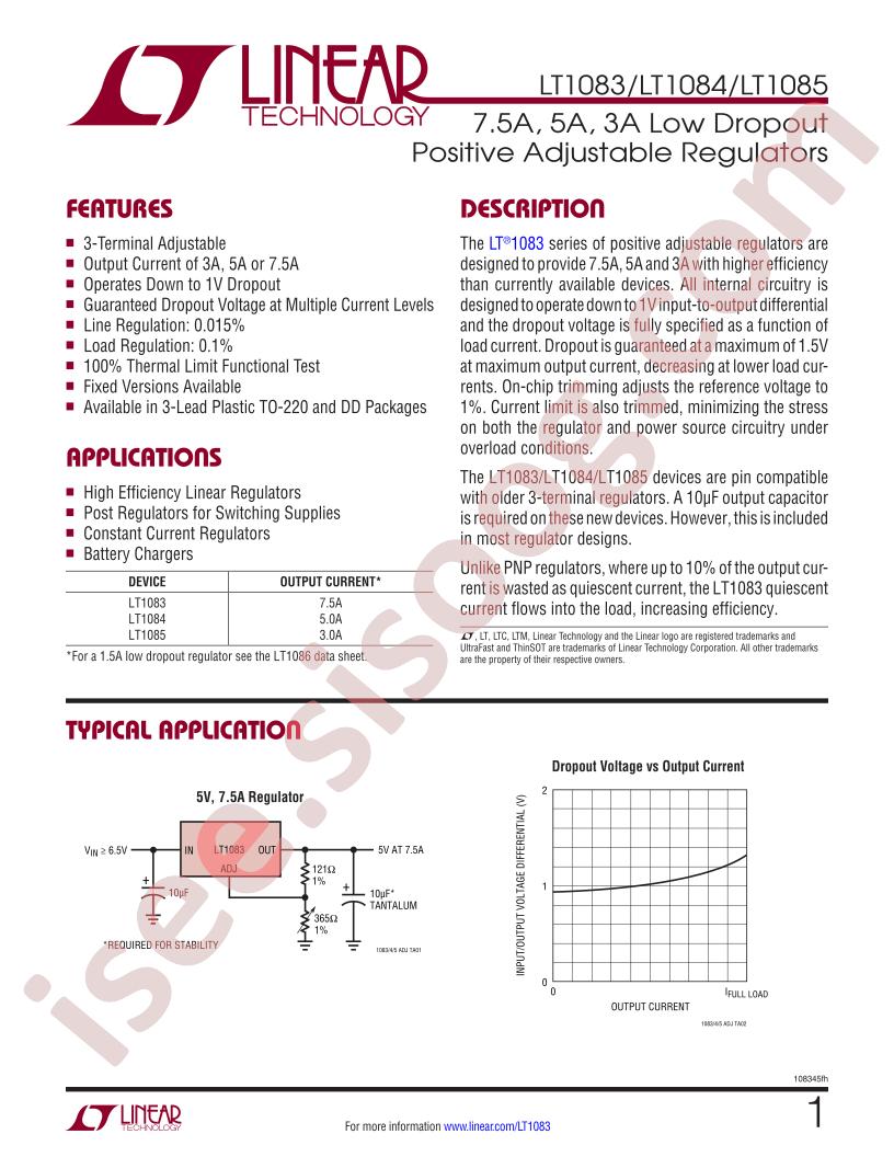 LT1083-85 Adj Datasheet