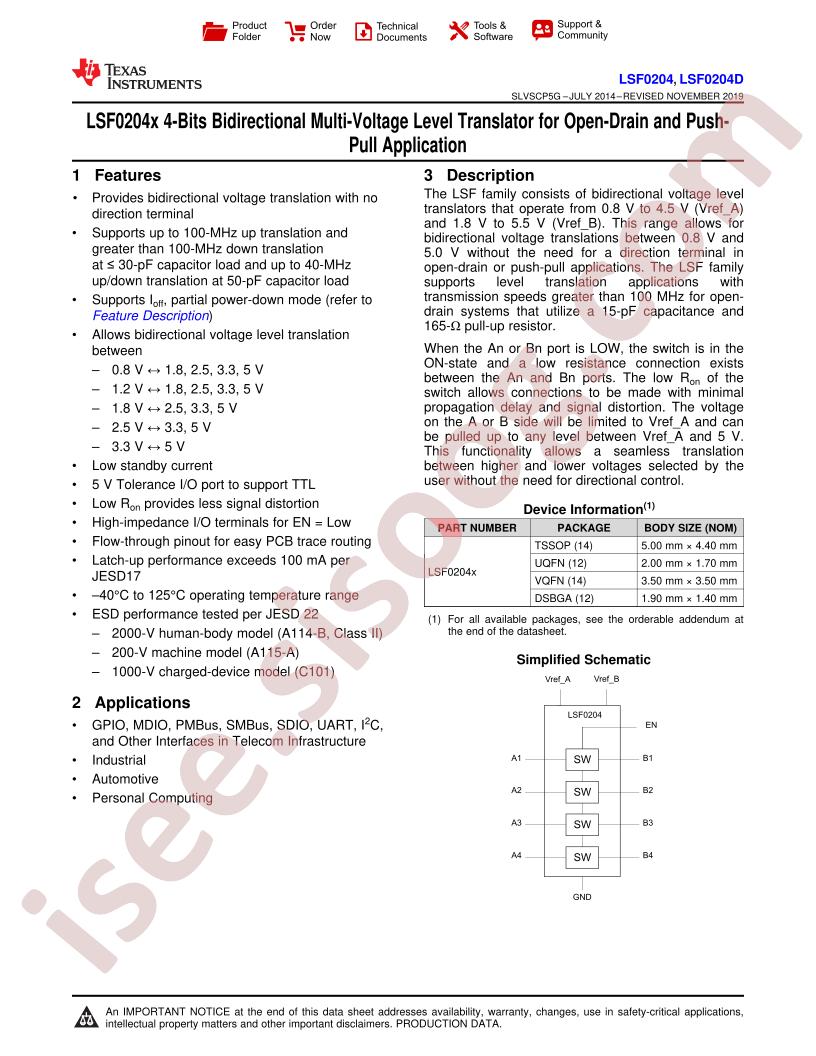 LSF0204(D) Datasheet