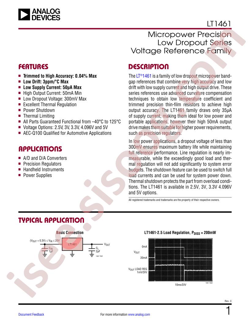 LT1461 Datasheet