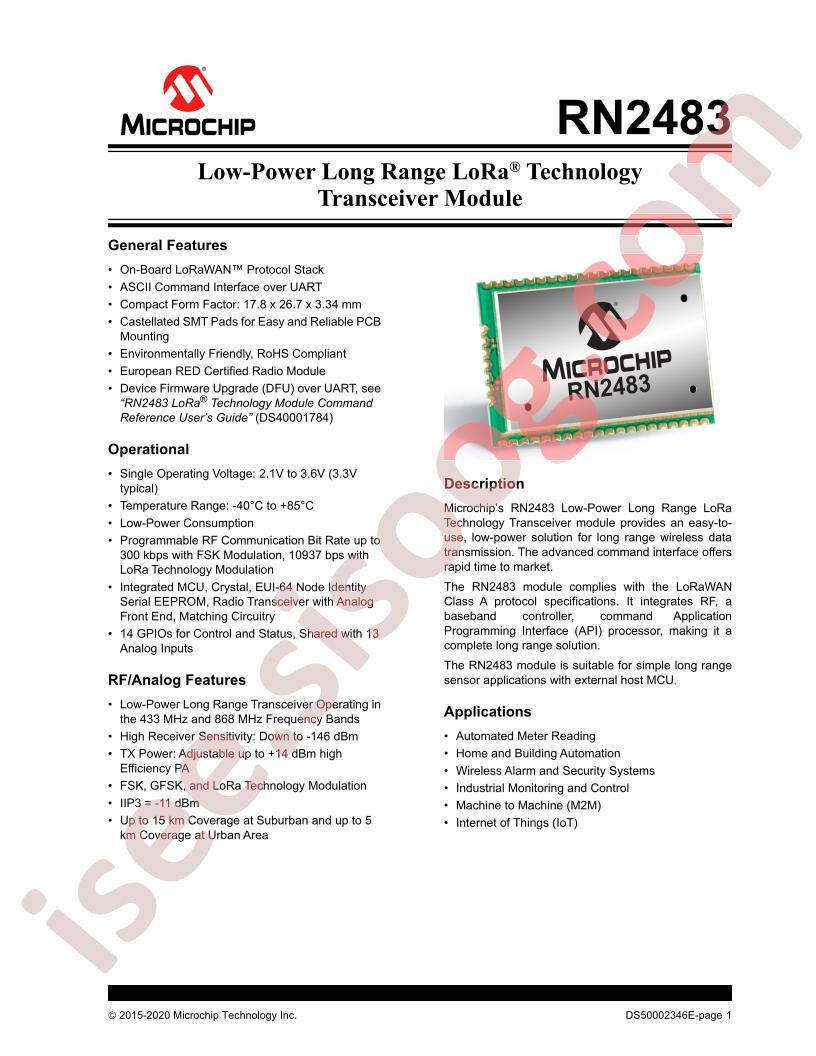 RN2483 Datasheet