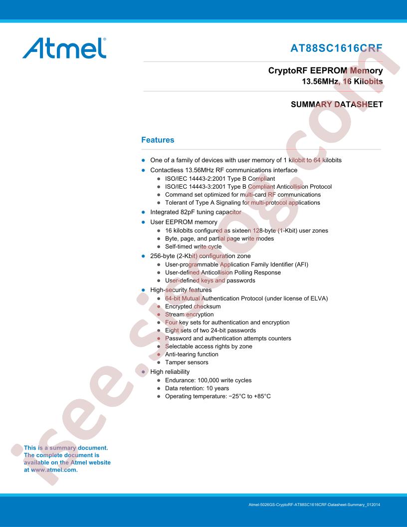 AT88SC1616CRF Summary