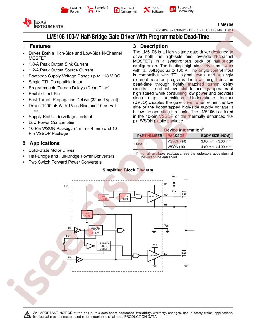 LM5106 Datasheet