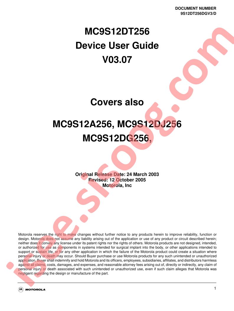 MC9S12DT256 User Guide