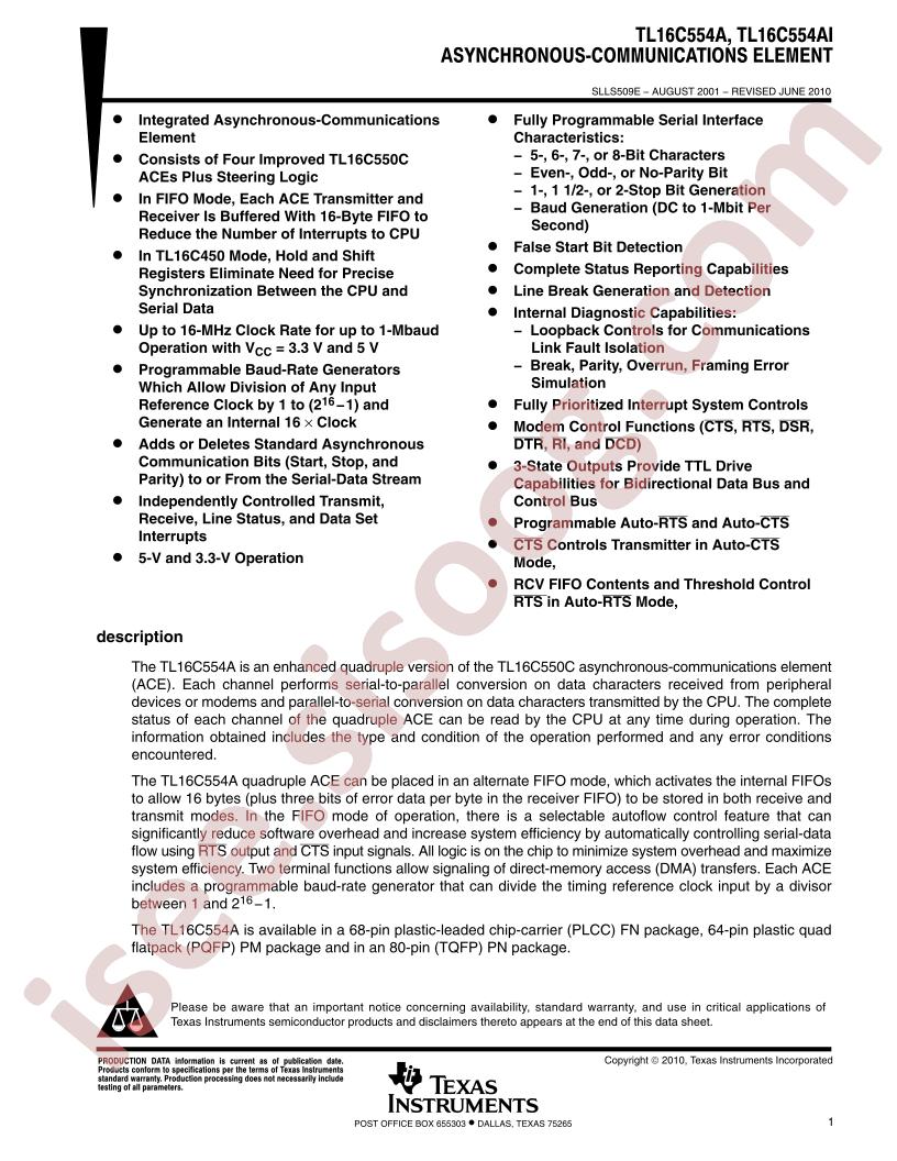 TL16C554A(I) Datasheet