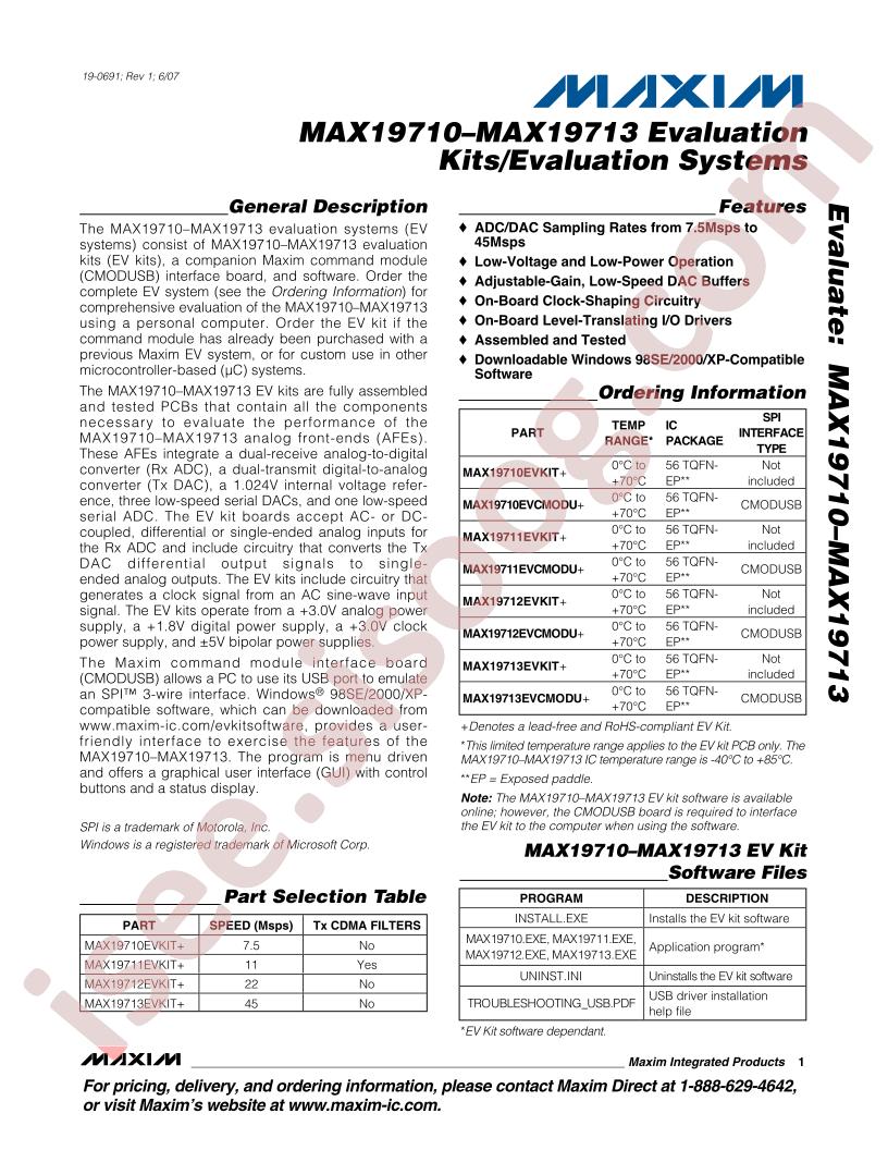 MAX19710-13 Eval Kit