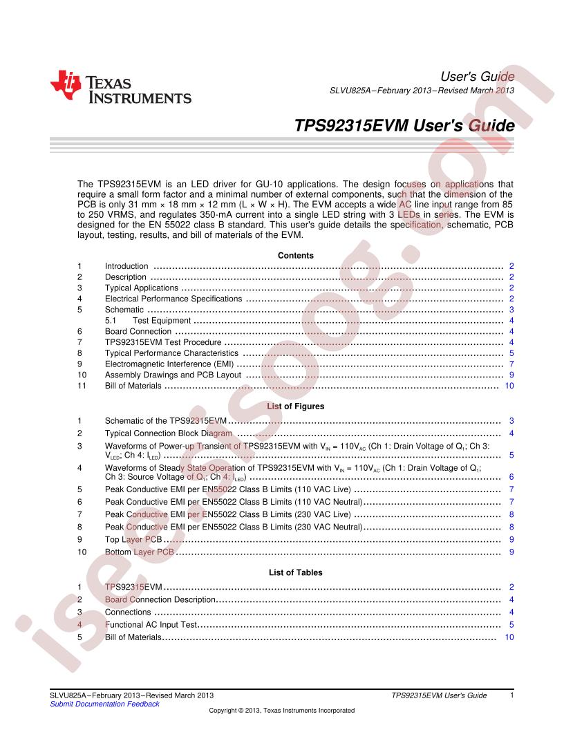 TPS92315EVM User Guide