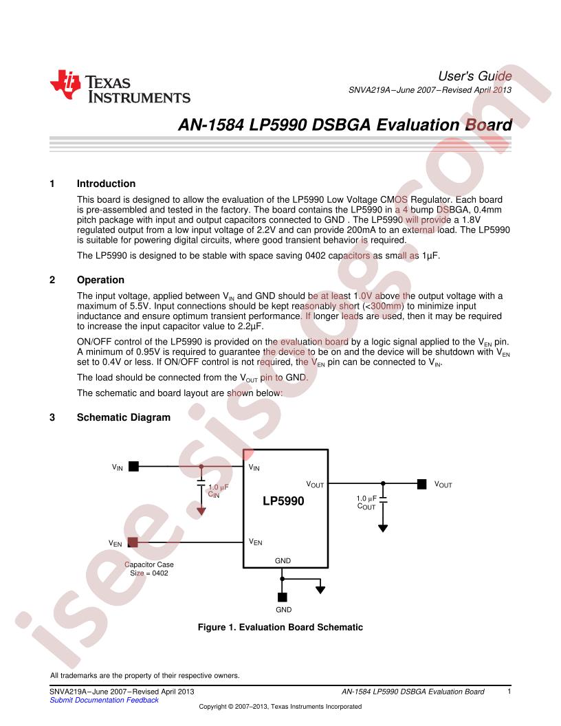 LP5990 Eval Board