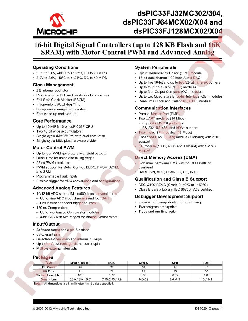 DSPIC33FJzzzMCx02/x04 Datasheet