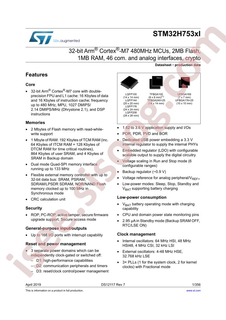 STM32H753xI Datasheet