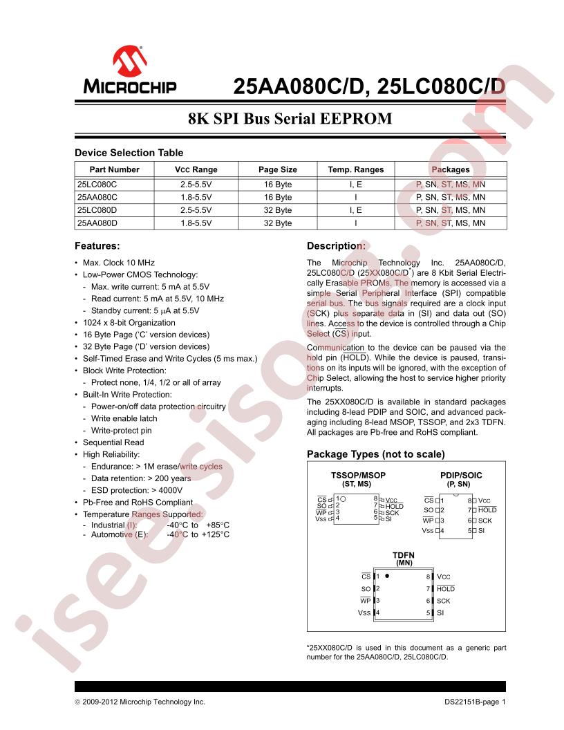 25AA080(C,D), 25LC080(C,D)