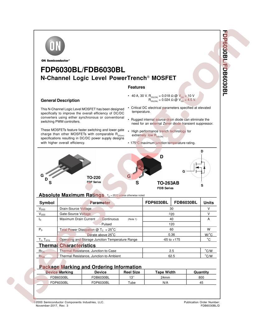 FDB6030BL, FDP6030BL