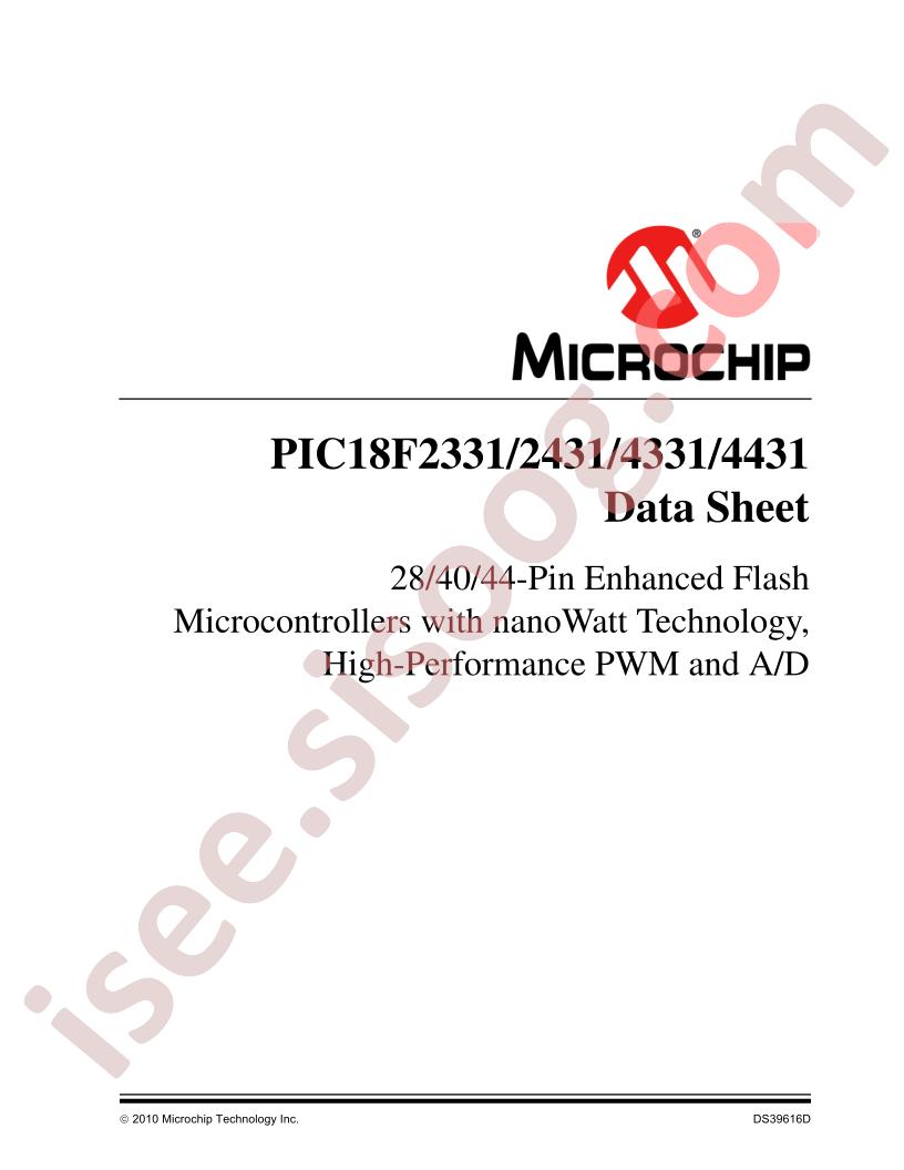 PIC18F2x31, 4x31 Data Sheet