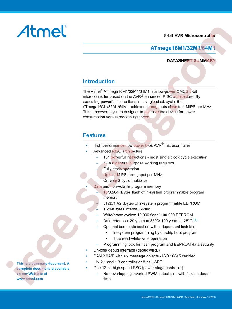 ATmega16,32,64M1 Summary