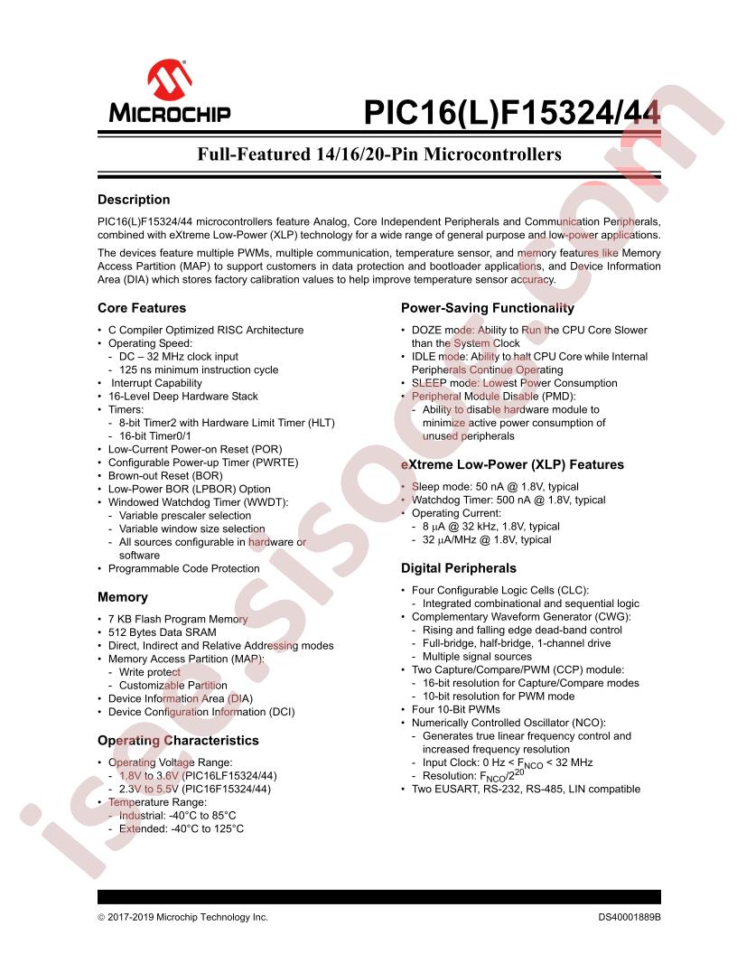 PIC16(L)F15324,44 Datasheet