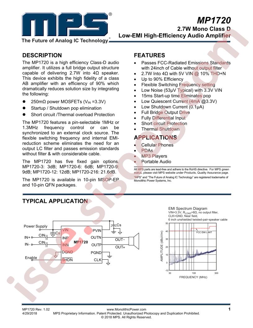 MP1720 Datasheet