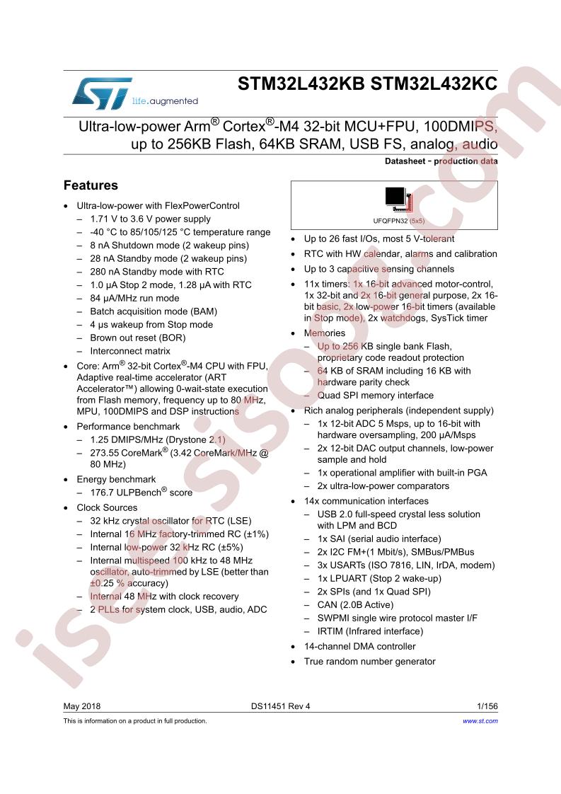 STM32L432KB, STM32L432KC Datasheet