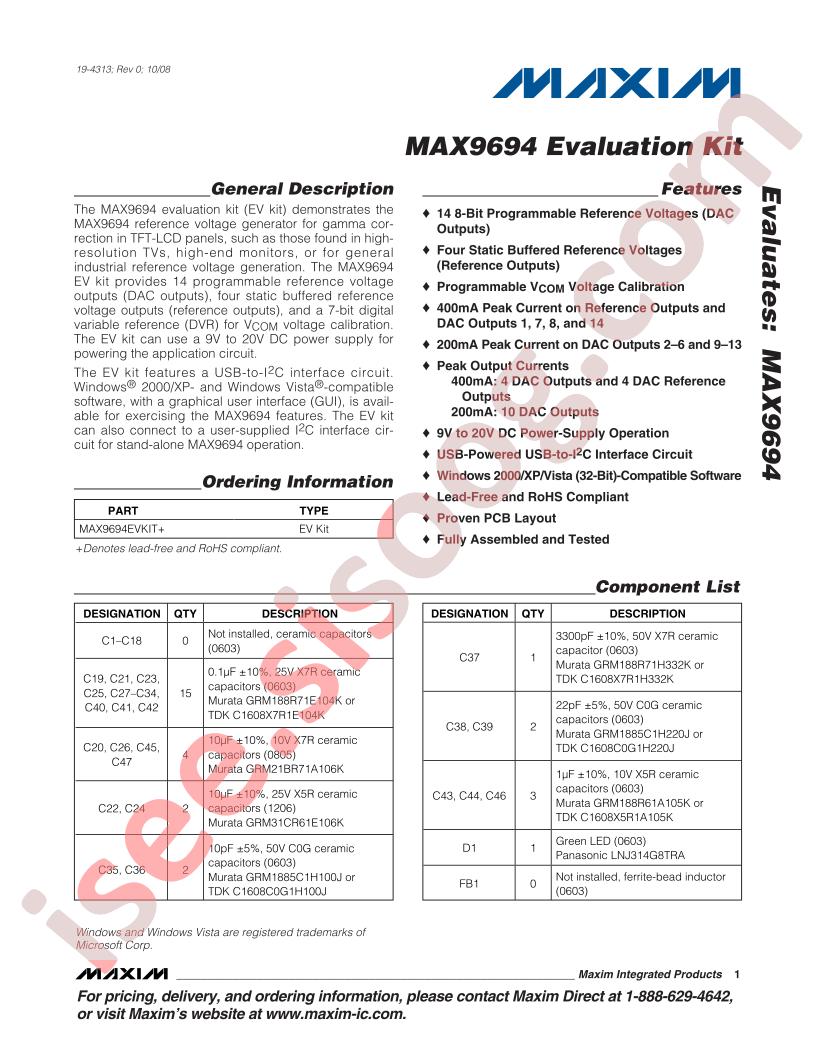 MAX9694 Eval Kit