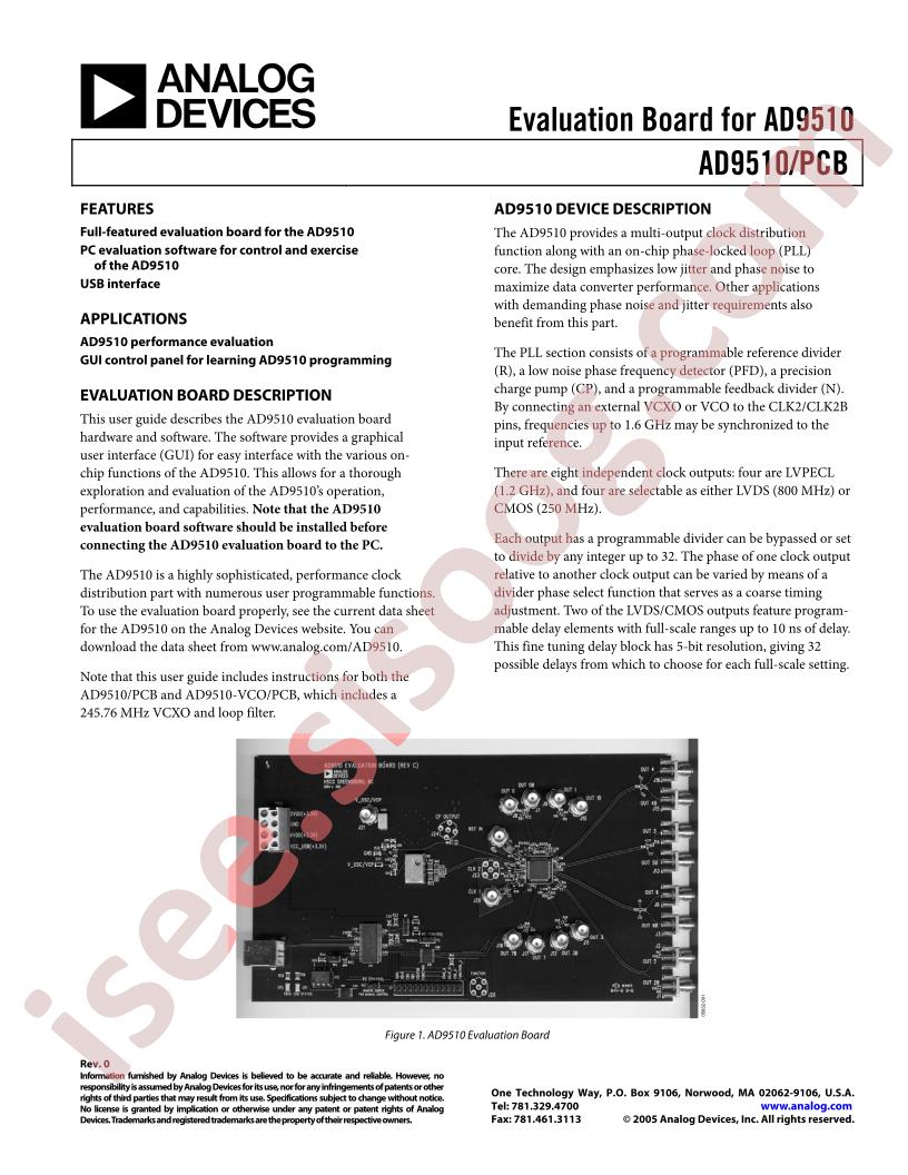 AD9510/PCB Eval Brd