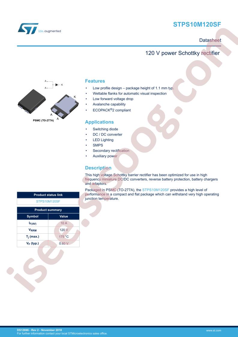 STPS10M120SF Datasheet