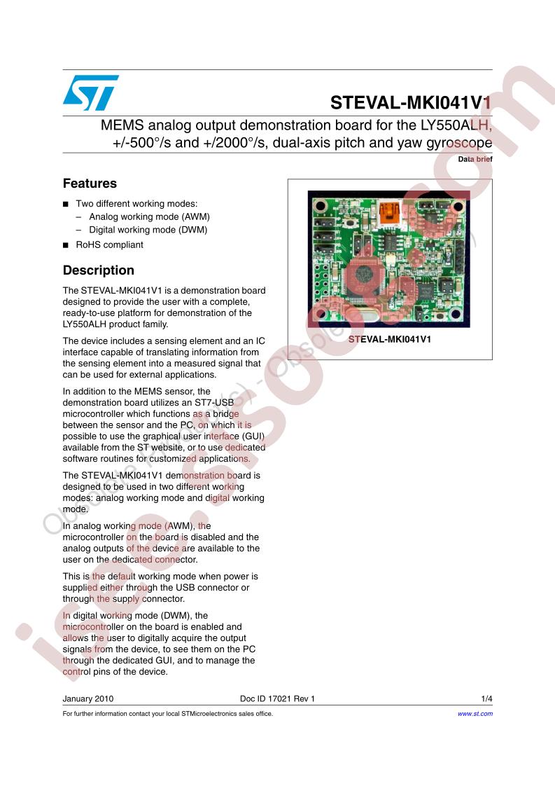 STEVAL-MKI041V1 Data Brief