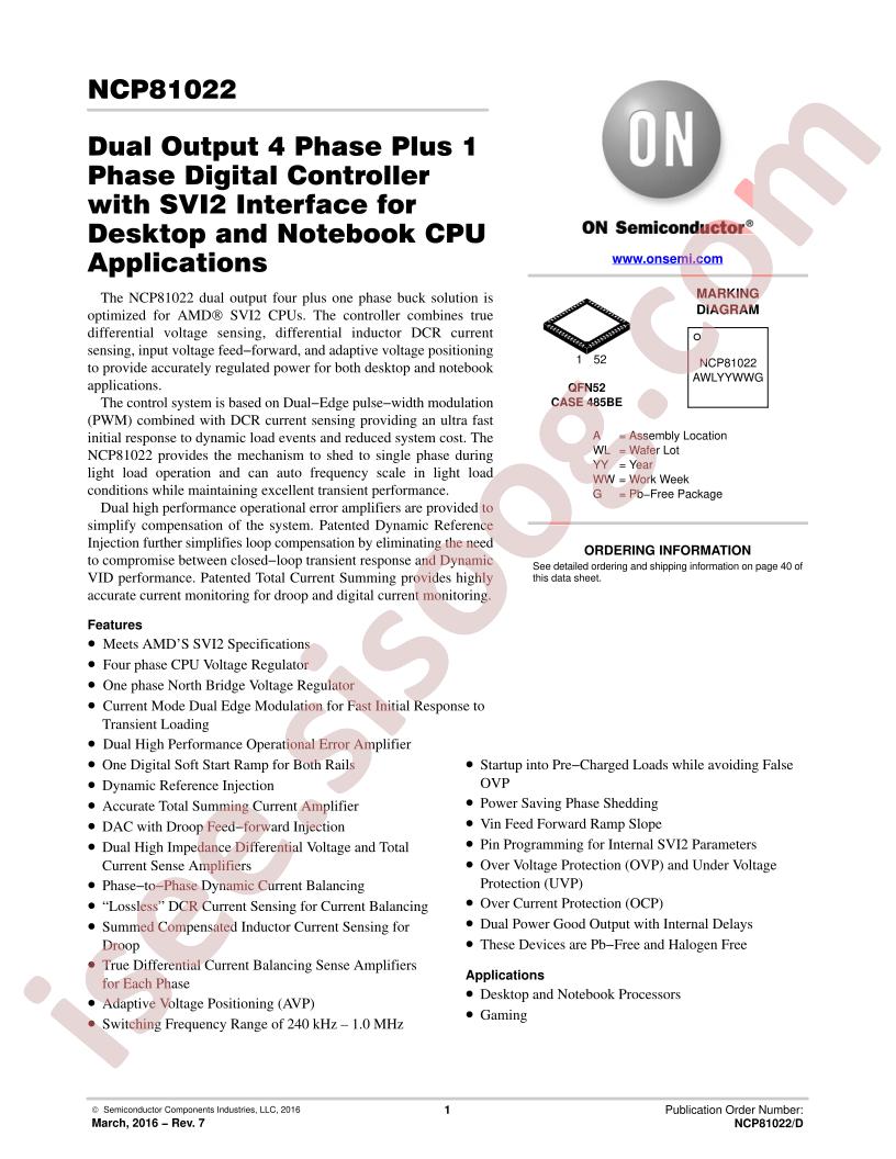 NCP81022 Datasheet