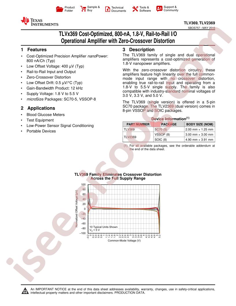 TLV2369, TLV2369 Datasheet