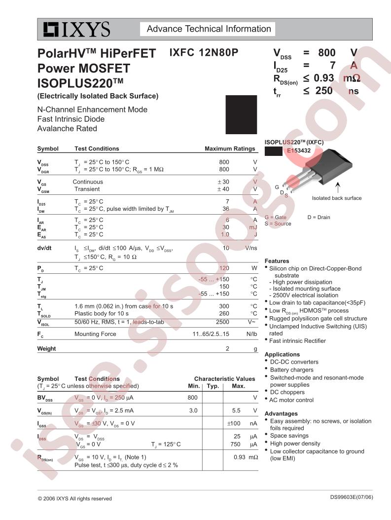 IXFC12N80P