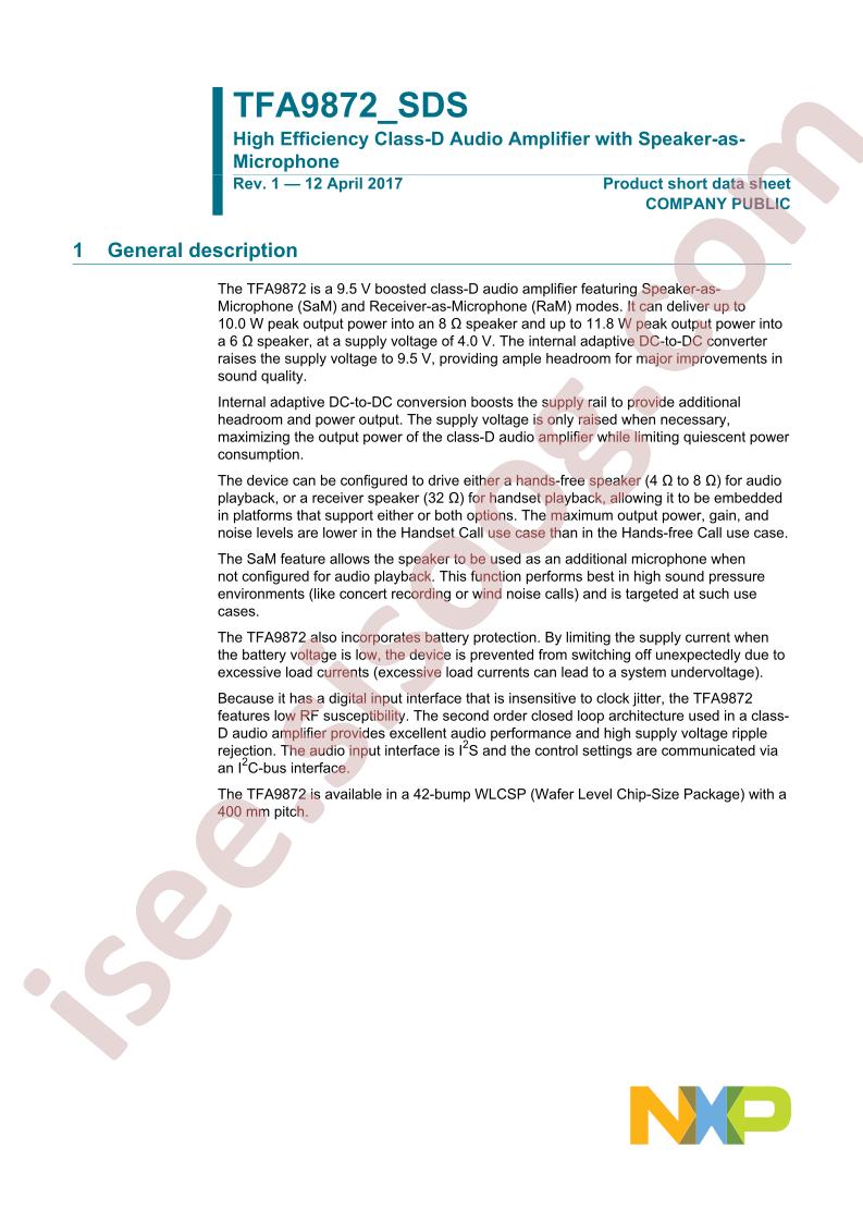 TFA9872 Data Short