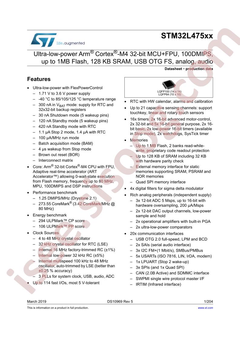 STM32L475xx Datasheet