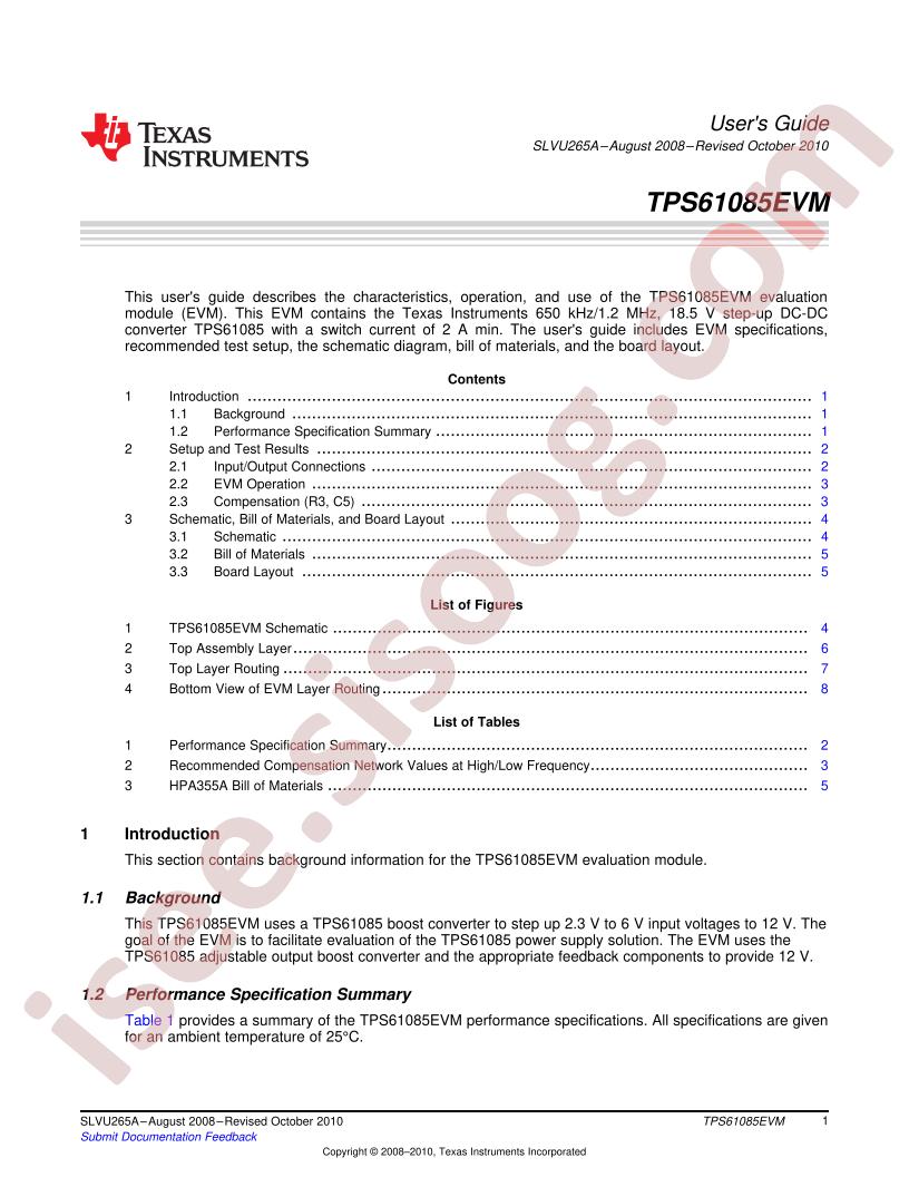 TPS61085EVM User Guide