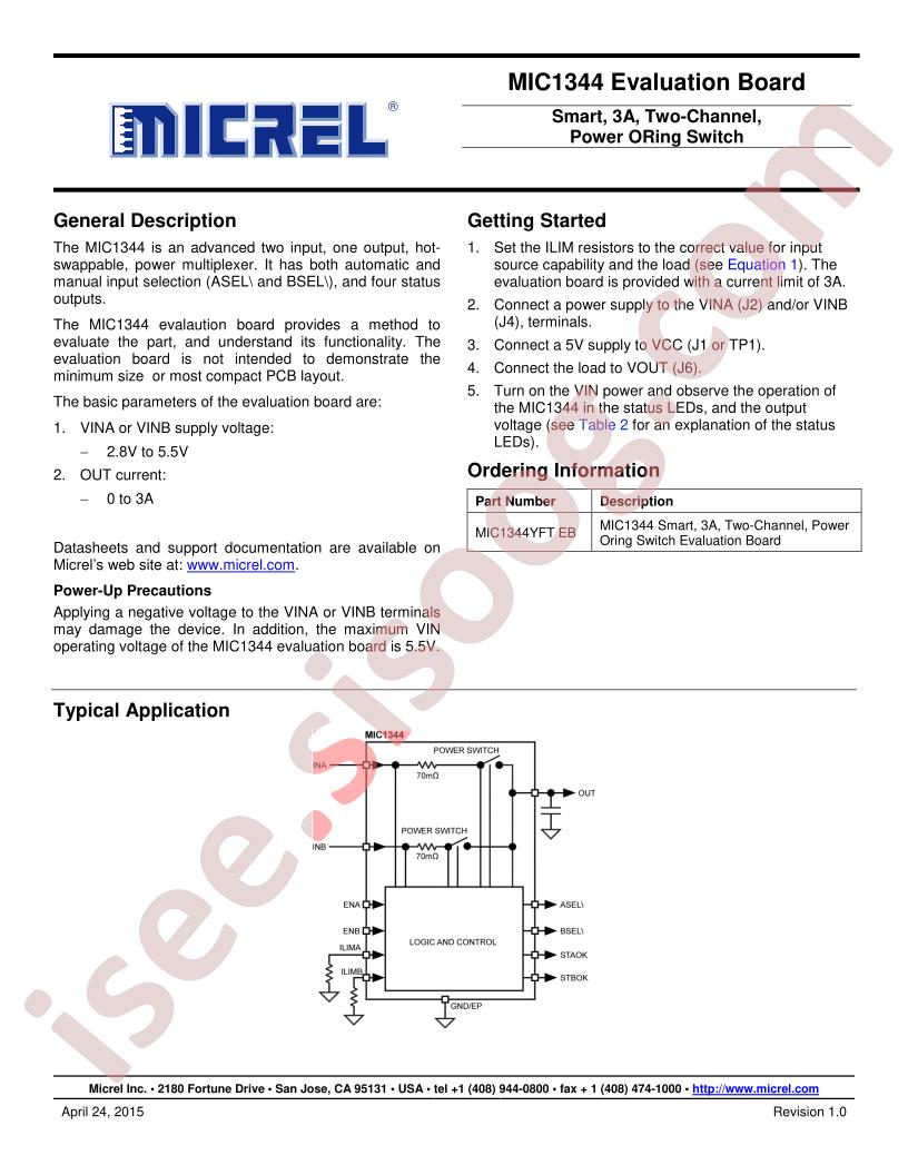 MIC1344YFT-EB Datasheet