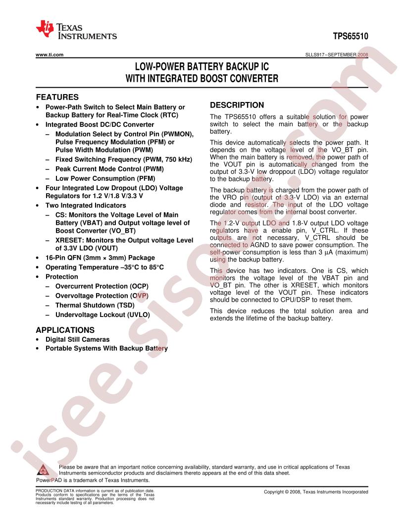 TPS65510 Datasheet