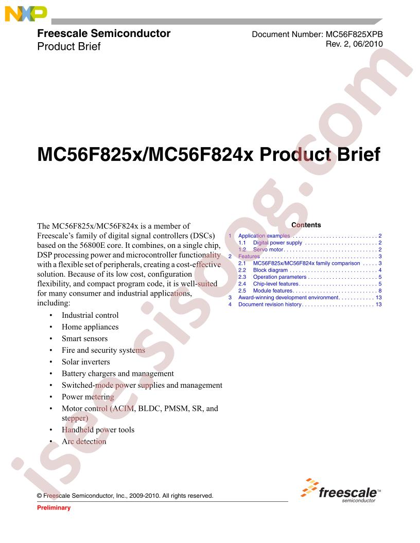 MC56F825x/824x Product Brief