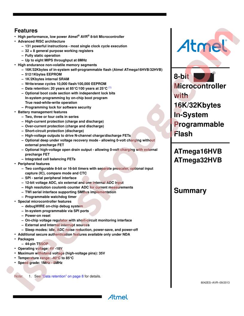 ATMega16/32HVB Summary